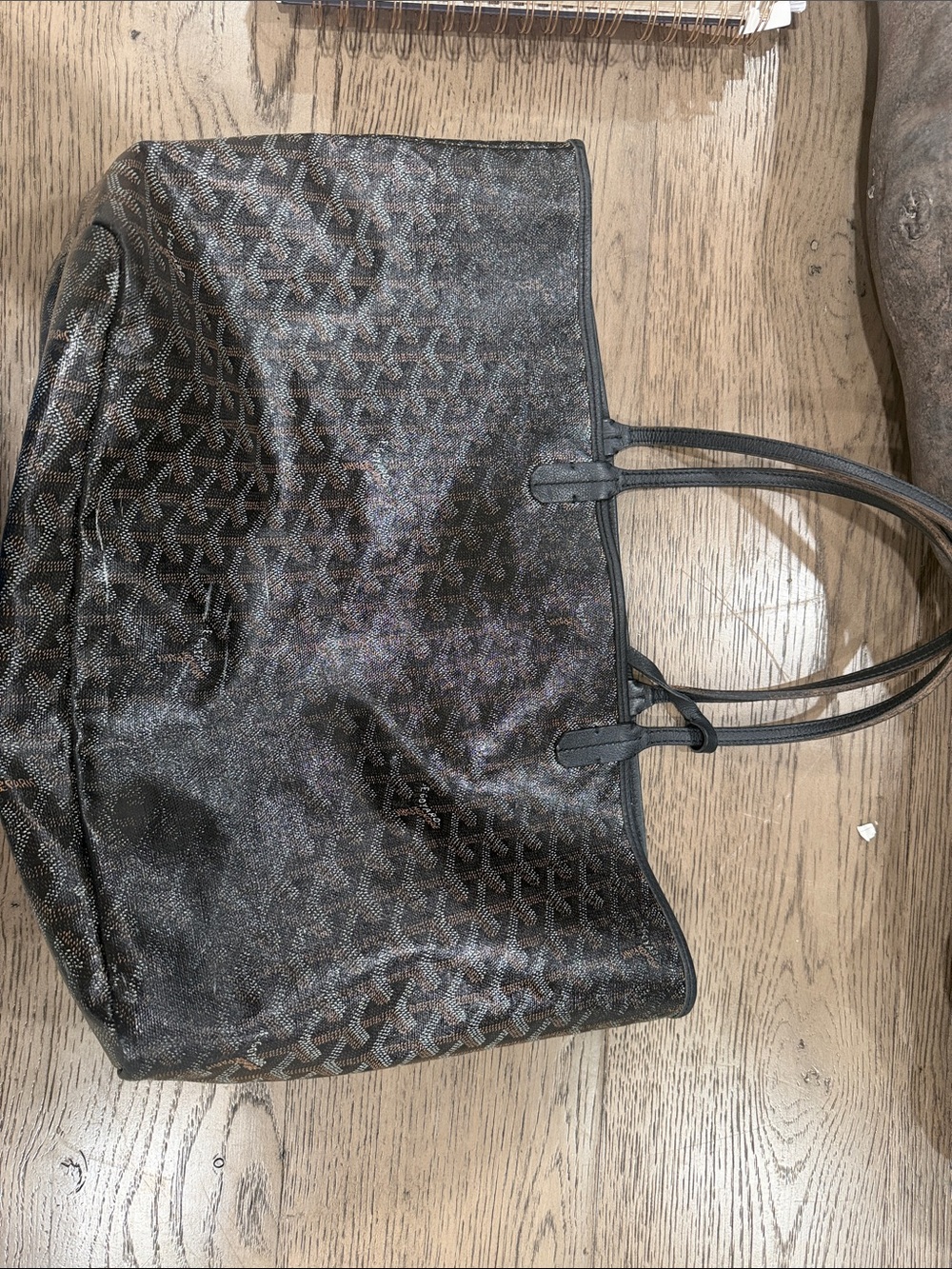 Goyard Black Chevron Tote with Subtle Brown Accents
